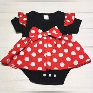 Shein Baby Bow Front Polka Dot Minnie Dress 1-3 Months - New Without Tags